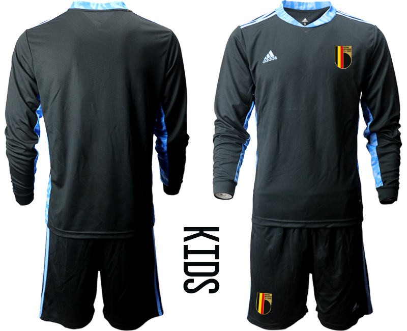 Youth 2021 European Cup Belgium black Long sleeve goalkeeper Soccer Jersey2
